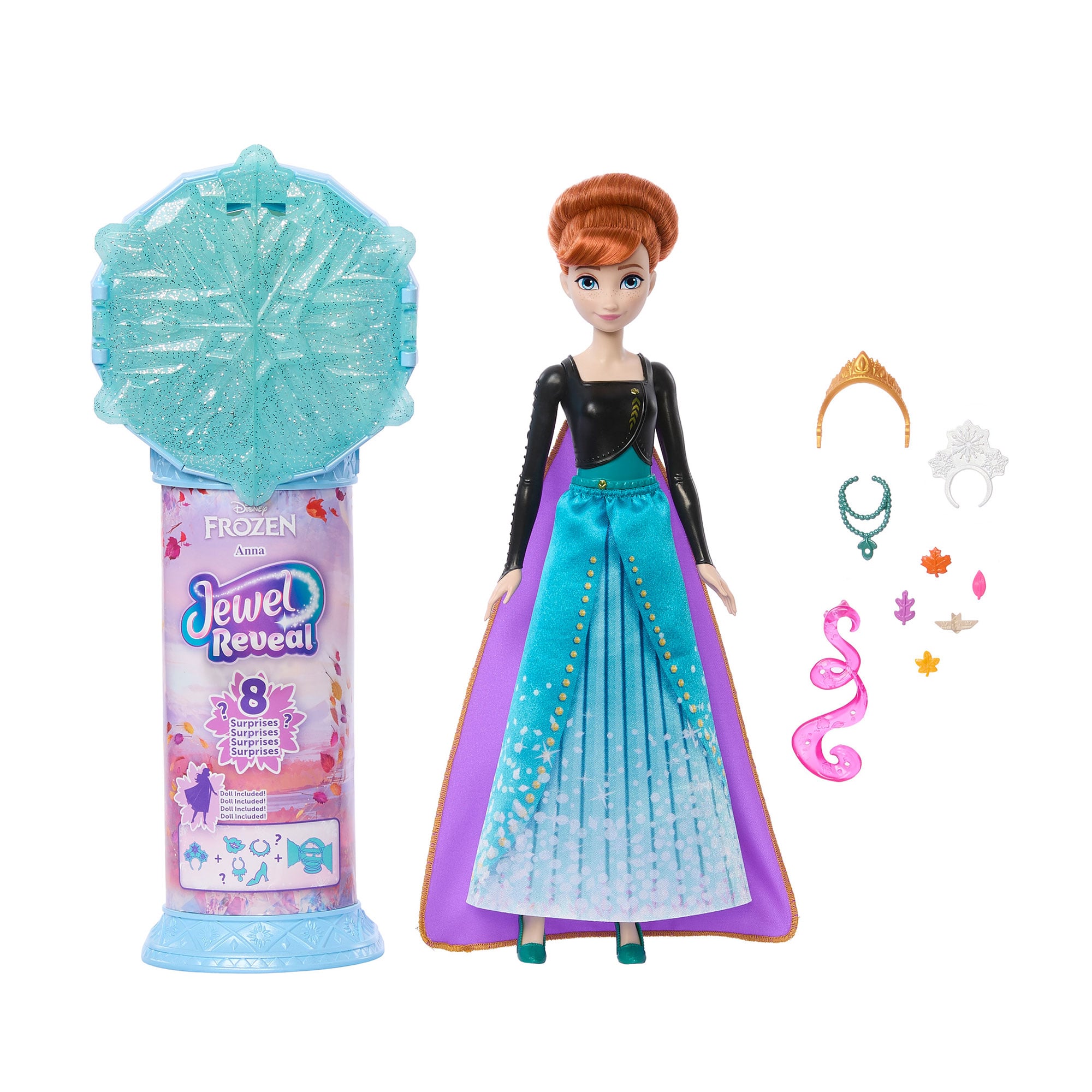 Дитячий ігровий набір-сюрприз Disney Frozen Сяйво самоцвітів, з лялькою Анни, від 4 років, 8 сюрпризів (JJY37)